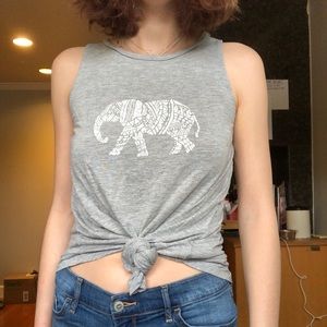 gray tank top with elephant